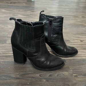 Steve Madden Black Faux Leather Ankle Booties